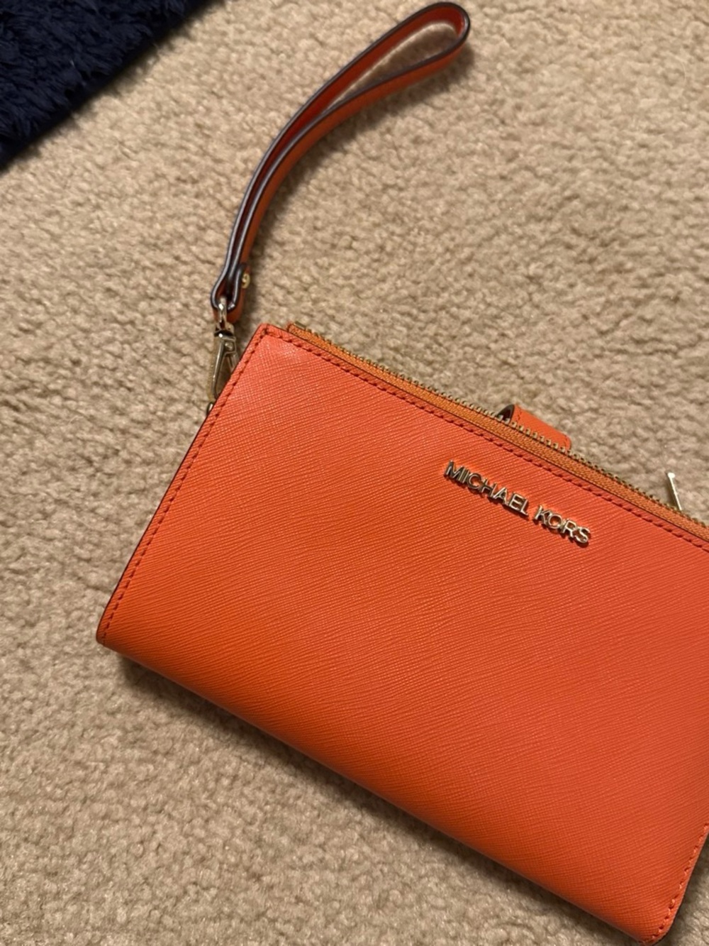 Michael Kors Orange Saffiano Wristlet Wallet